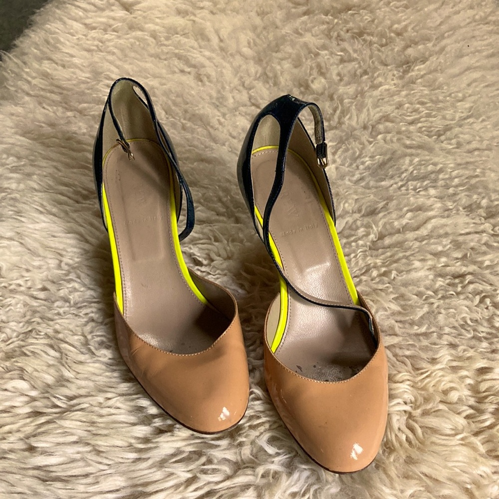 J Crew heels in navy and flesh size 7.5